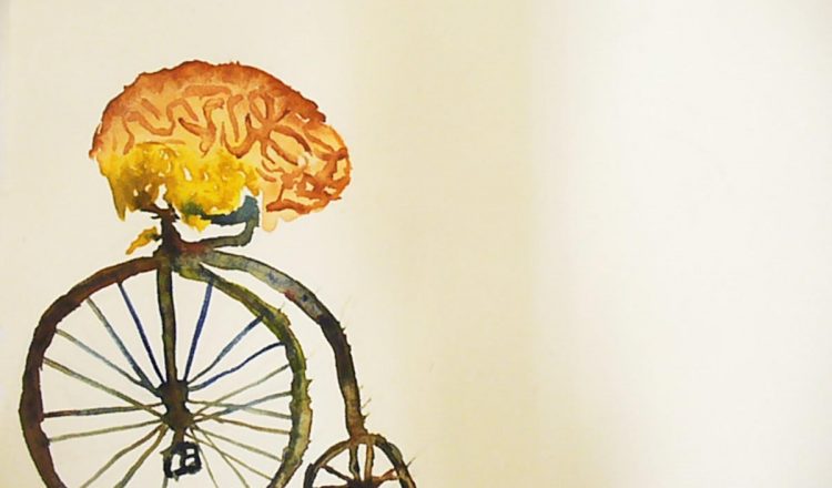 brain riding bicycle penny farthing