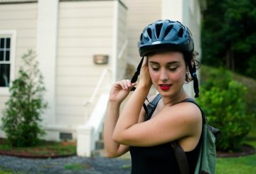 woman bicycle hair helmet (1)